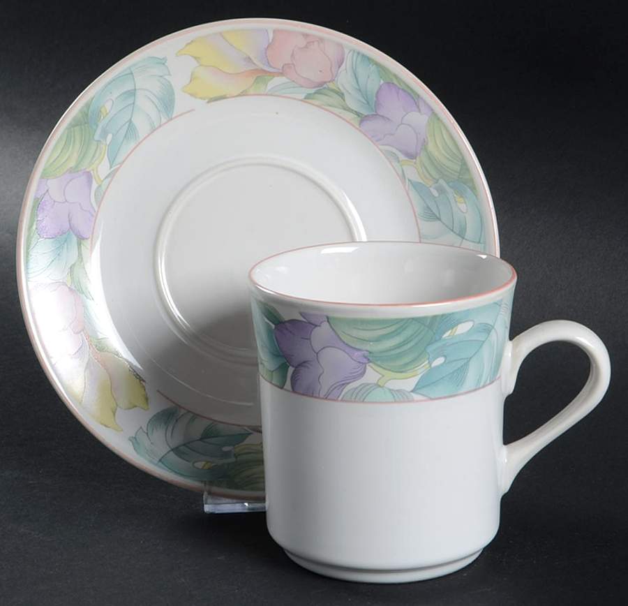 Spring Time Flat Cup & Saucer Set by China Pearl-1