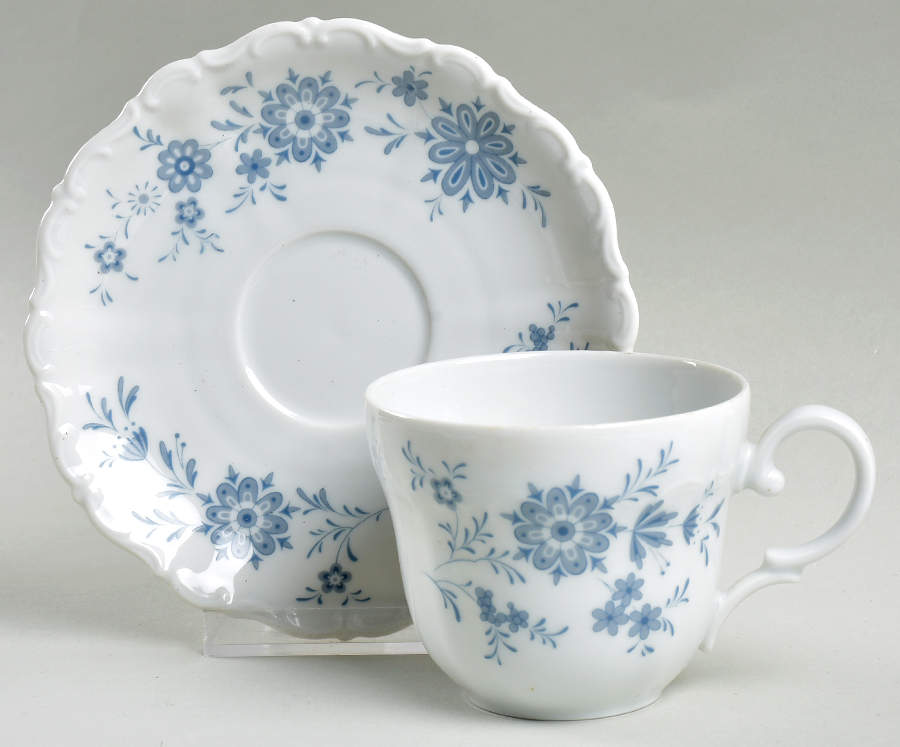 Bavarian Blue Flat Cup & Saucer Set by Christina-1