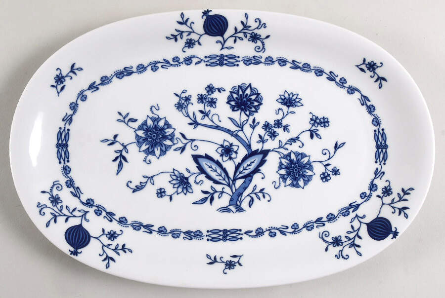 Dresden Classics Blue 12" Oval Serving Platter by Christina-1