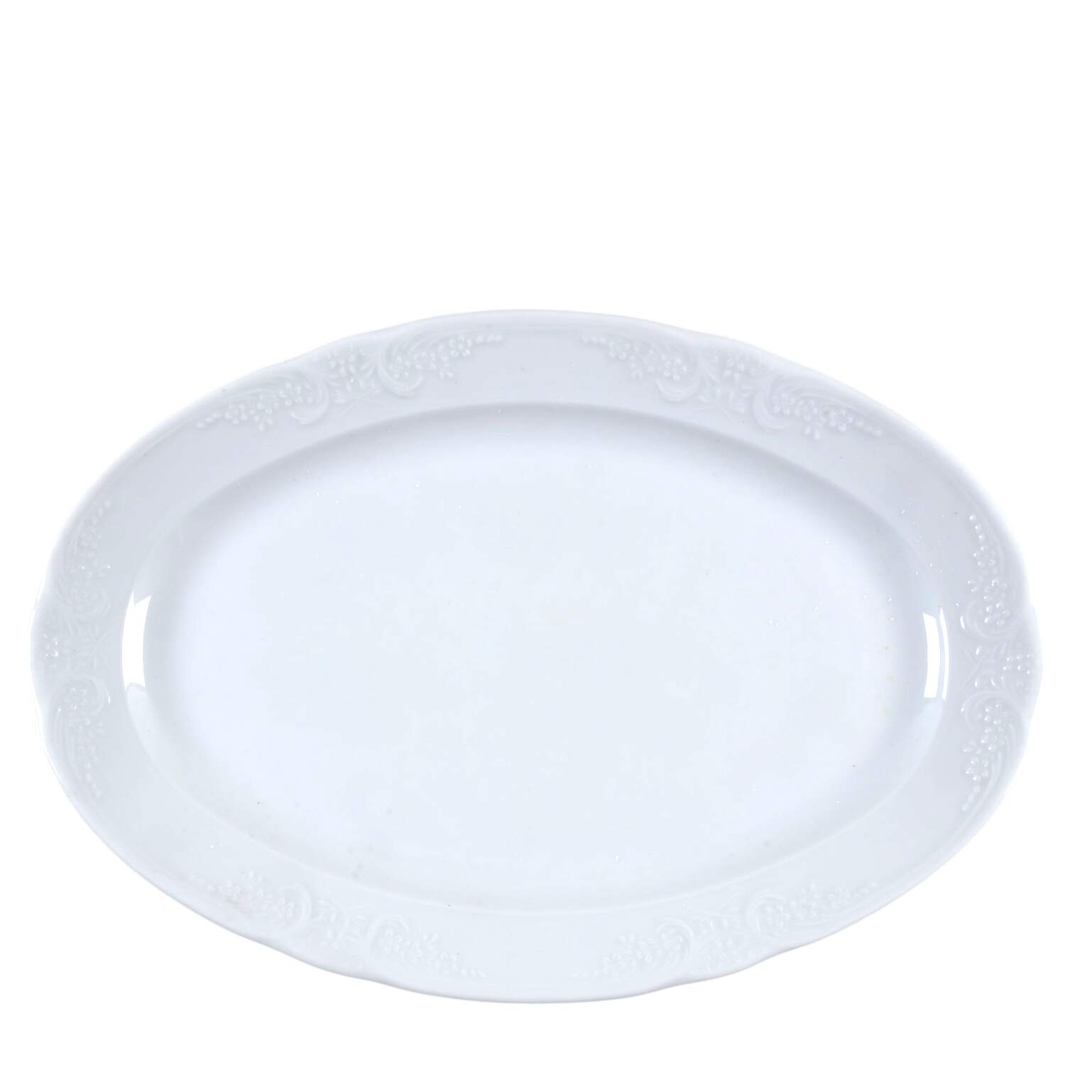 Batalha White 13" Oval Serving Platter by Christopher Stuart-1