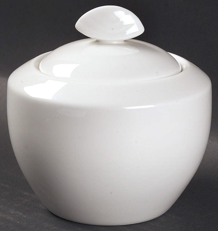 Cafe White Sugar Bowl & Lid by Christopher Stuart-1
