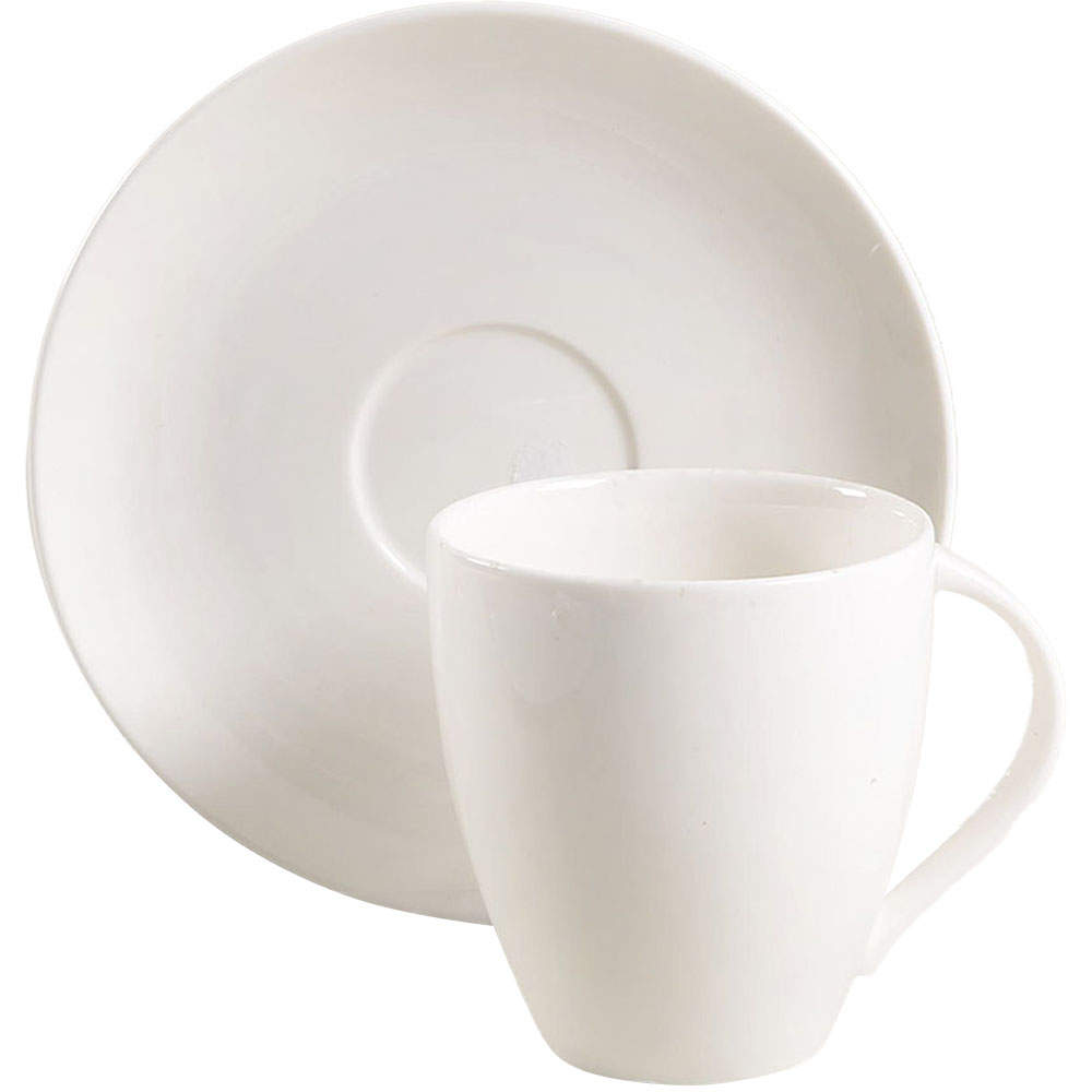 Cafe White Flat Cup & Saucer Set by Christopher Stuart-1