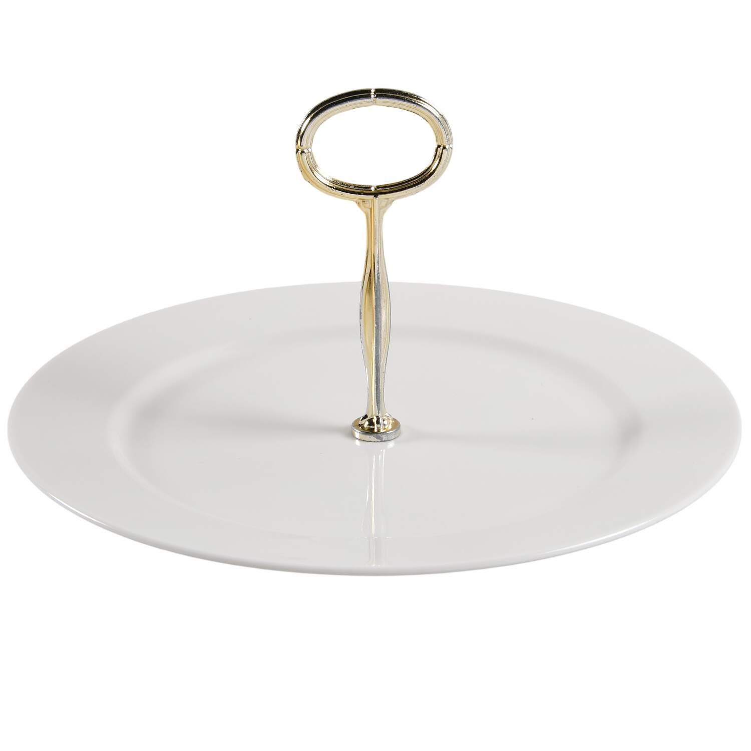 Cafe White Round Serving Plate with Center Handle (Dp) Hc by Christopher Stuart-1