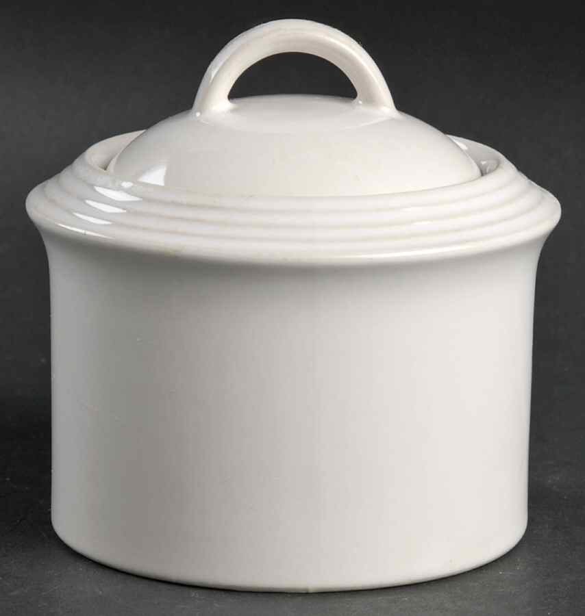 Concentrics White Sugar Bowl & Lid by Christopher Stuart-1