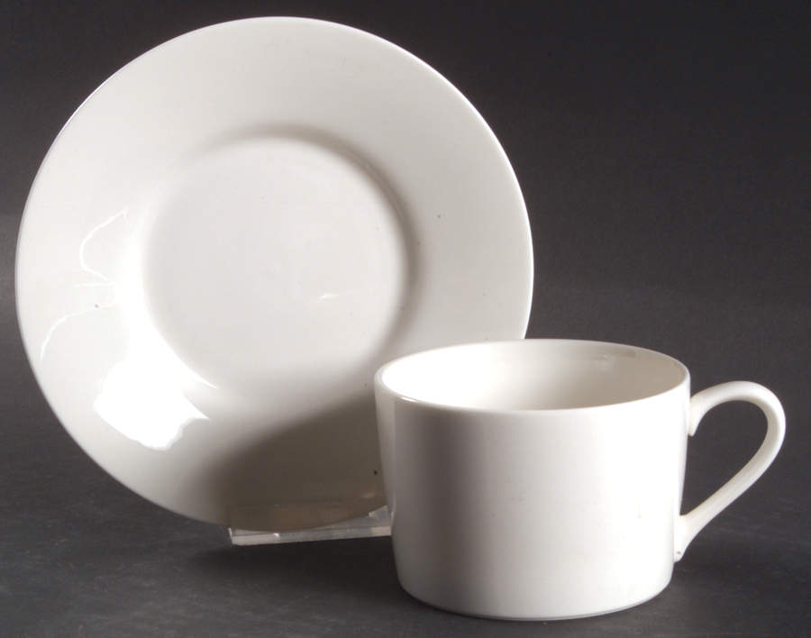 Cosmopolitan White Flat Cup & Saucer Set by Christopher Stuart-1