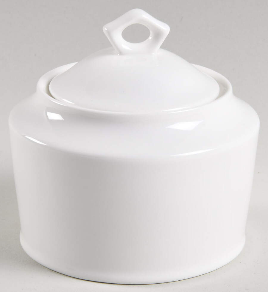 Cosmopolitan White Sugar Bowl & Lid by Christopher Stuart-1