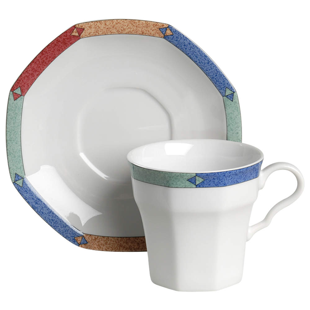 Diamond Optic Flat Cup & Saucer Set by Christopher Stuart-1