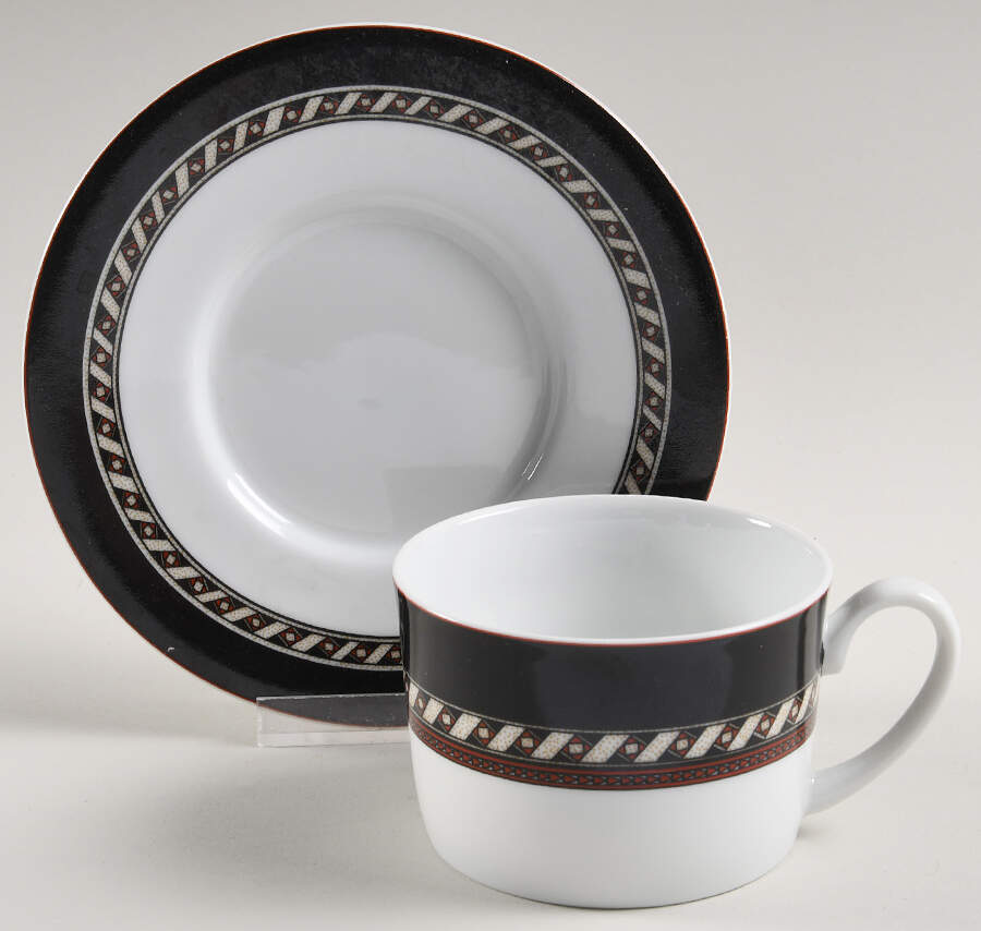 Ebony Court Flat Cup & Saucer Set by Christopher Stuart-1