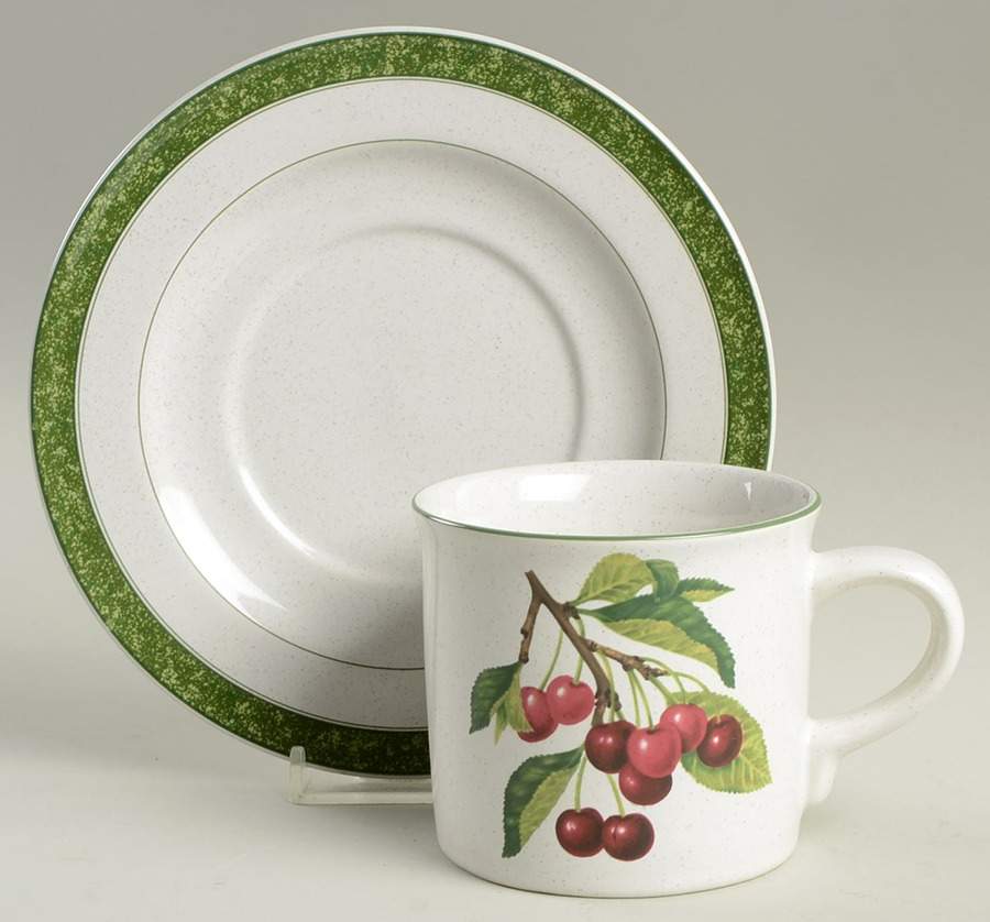 Fruit Delight Cherry Flat Cup & Saucer Set by Christopher Stuart-1