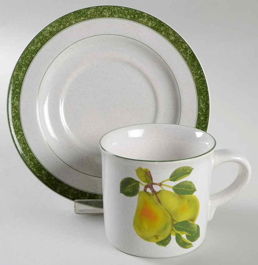 Fruit Delight Pear Flat Cup & Saucer Set by Christopher Stuart-1