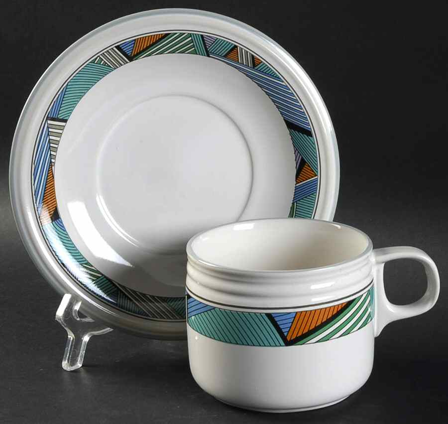 Geometry Flat Cup & Saucer Set by Christopher Stuart-1