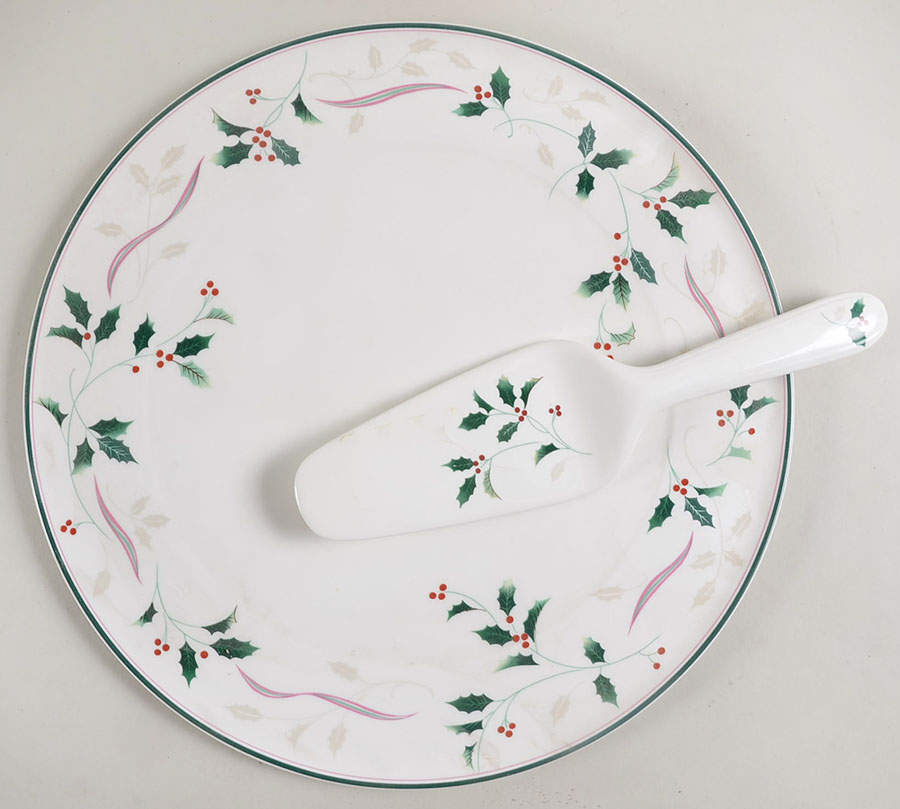 Holiday Splendor Cake Plate & Solid Ceramic Server Set (Boxed) by Christopher Stuart-1