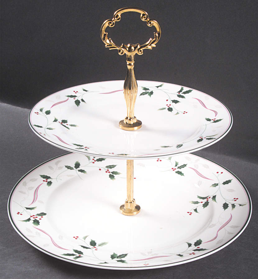 Holiday Splendor 2 Tiered Serving Tray (Dinner & Salad Plate) by Christopher Stuart-1
