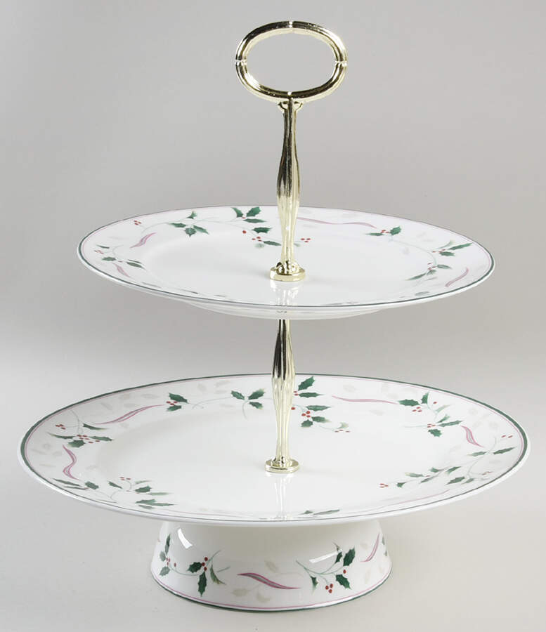 Holiday Splendor 11 1/4"  2 Tier Footed Serving Tray (DP,SP,FR) HC by Christopher Stuart-1