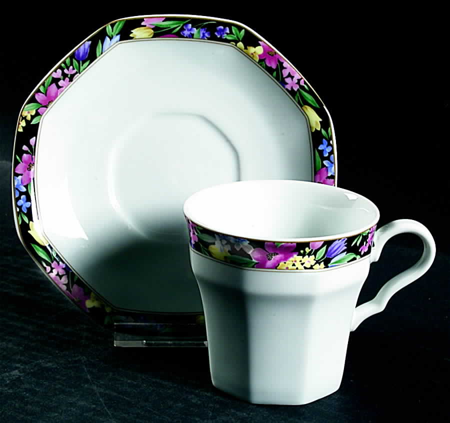 Midnight Garden Flat Cup & Saucer Set by Christopher Stuart-1
