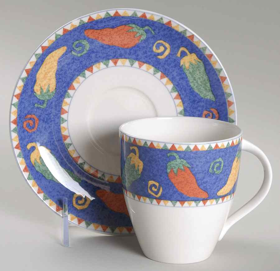 Pepper Patch Flat Cup & Saucer Set by Christopher Stuart-1