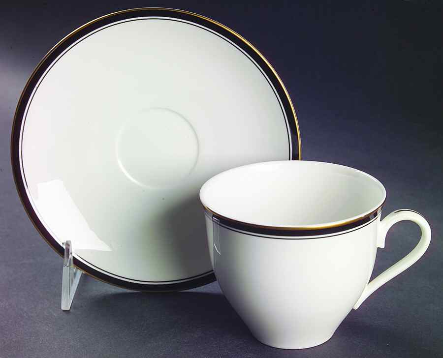 Royal Black Flat Cup & Saucer Set by Christopher Stuart-1