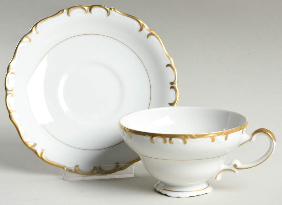Gold Sharon Footed Cup & Saucer Set by James Chatelaine-1