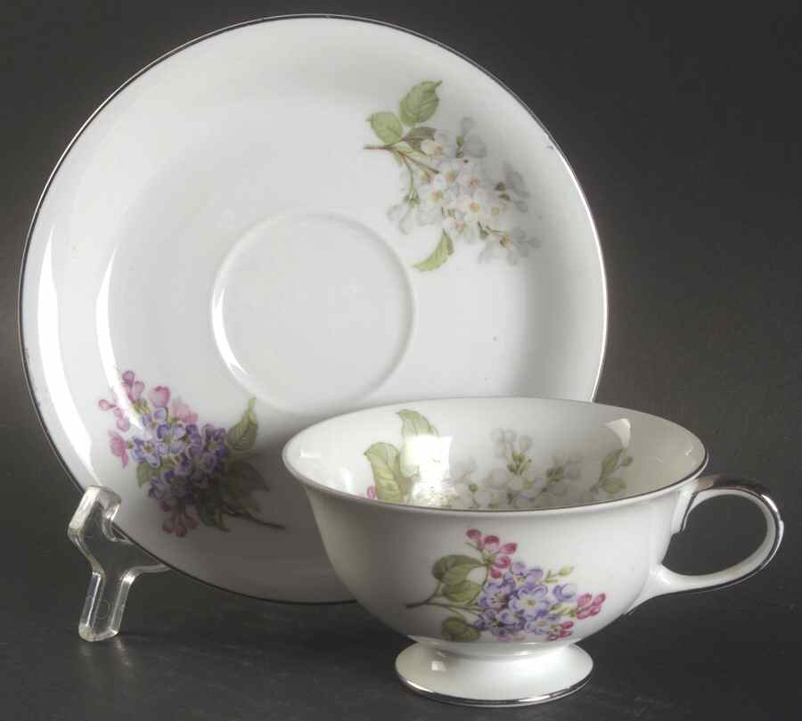 Lilac Time Footed Cup & Saucer Set by James Chatelaine-1