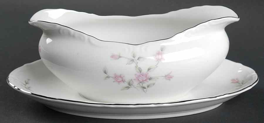 Sharon Rose Gravy Boat with Attached Underplate by James Chatelaine-1