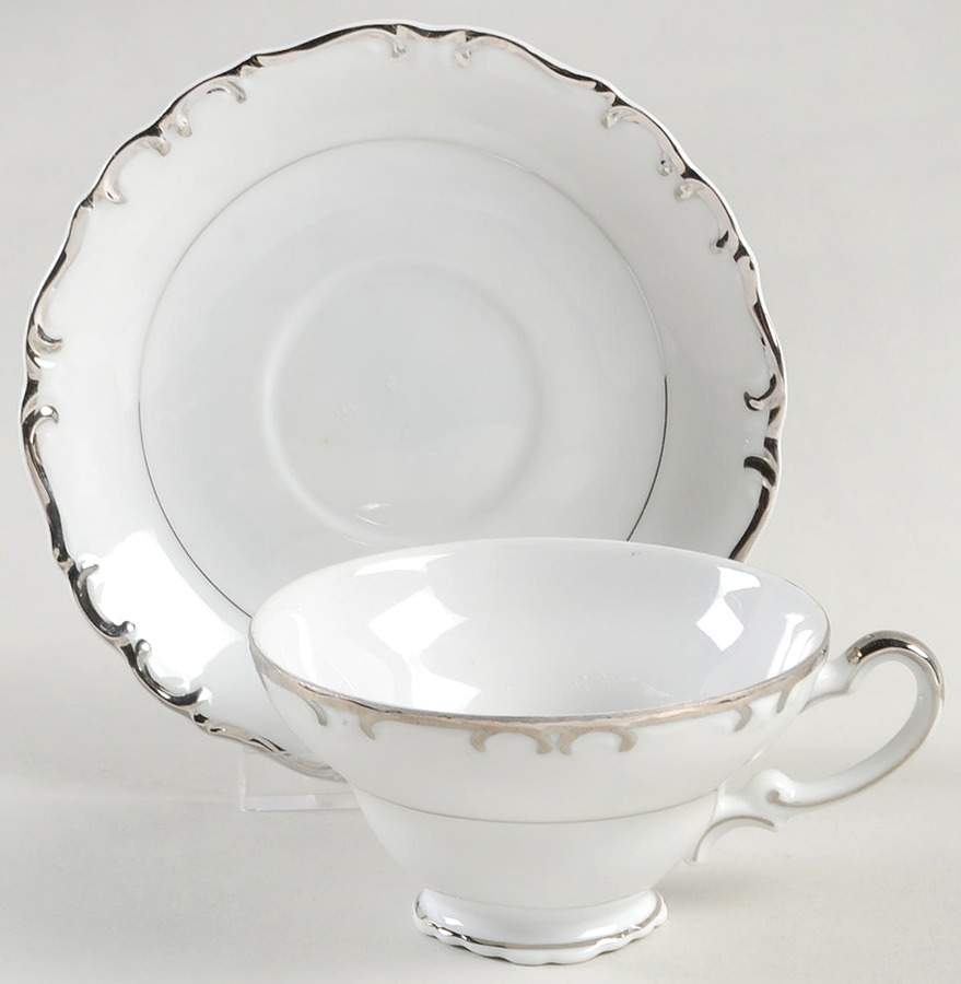 Silver Sharon Footed Cup & Saucer Set by James Chatelaine-1