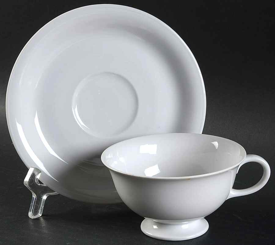 Snow White Footed Cup & Saucer Set by James Chatelaine-1