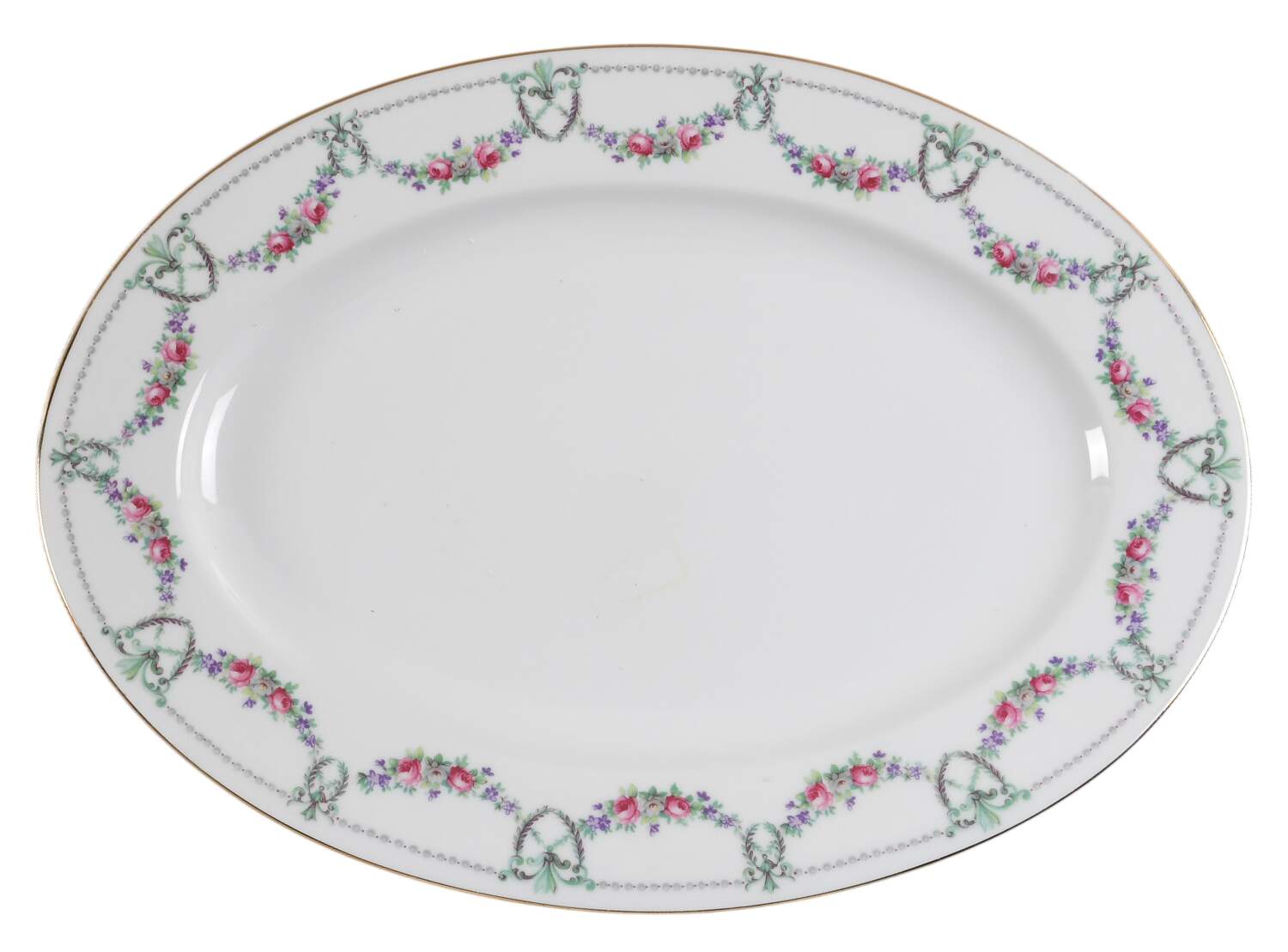 Rose Garland 13" Oval Serving Platter by Chateau-1