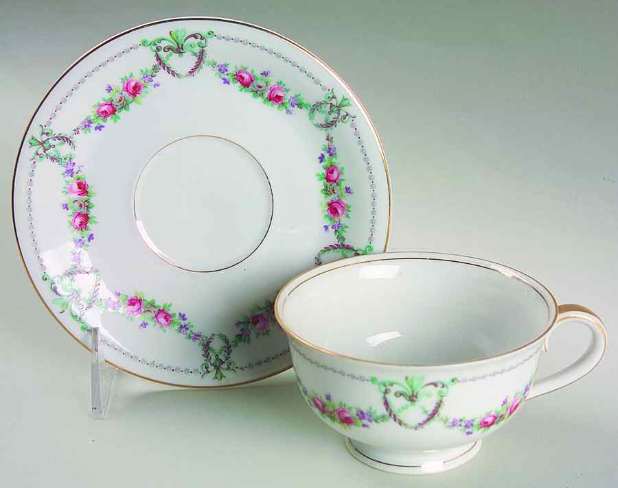 Rose Garland Footed Cup & Saucer Set by Chateau-1