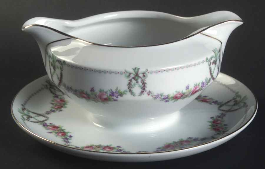 Rose Garland Gravy Boat with Attached Underplate by Chateau-1