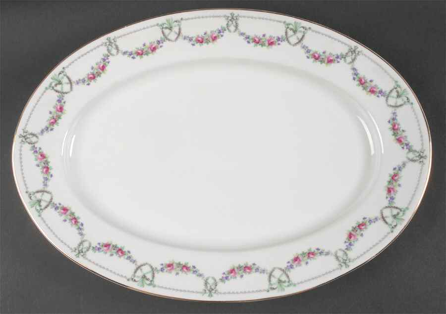 Rose Garland 15" Oval Serving Platter by Chateau-1