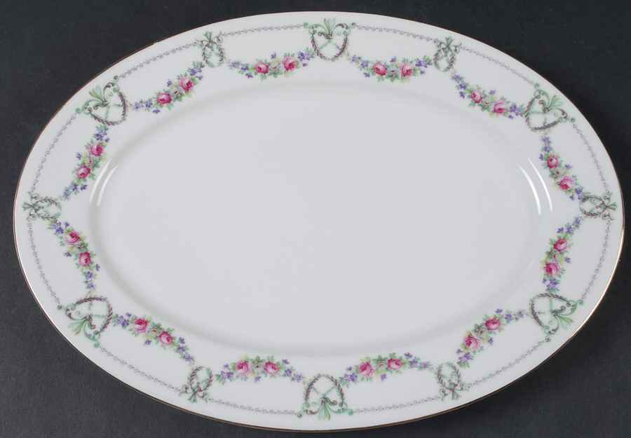Rose Garland 12" Oval Serving Platter by Chateau-1