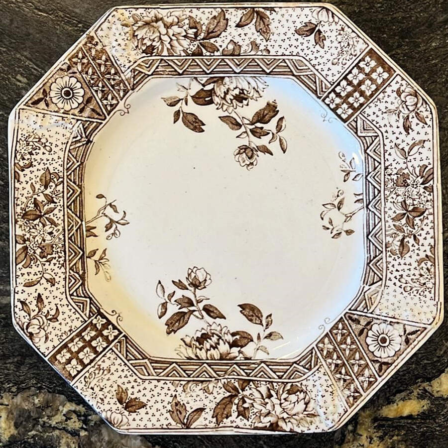 Melbourne Brown Octagonal Salad Plate by C Challinor-1