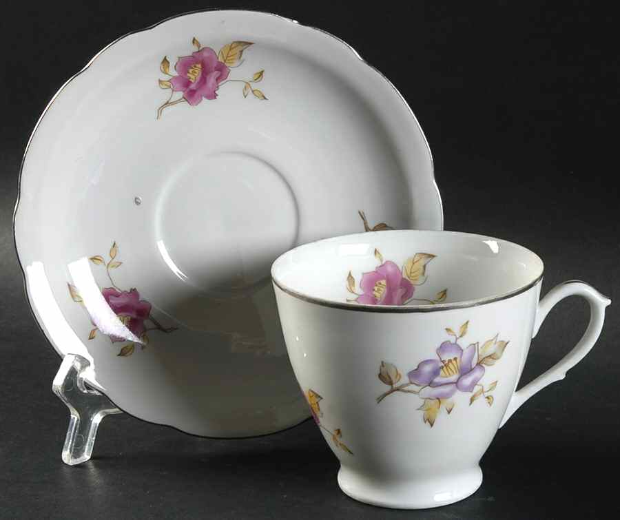 Louise (Scalloped) Footed Cup & Saucer Set by Cmielow (Poland)-1