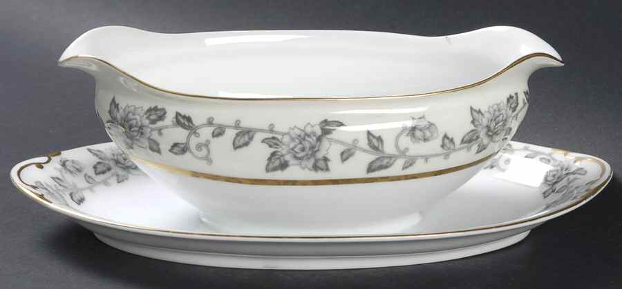 Minuit Rose Gravy Boat with Attached Underplate by Citadel-1