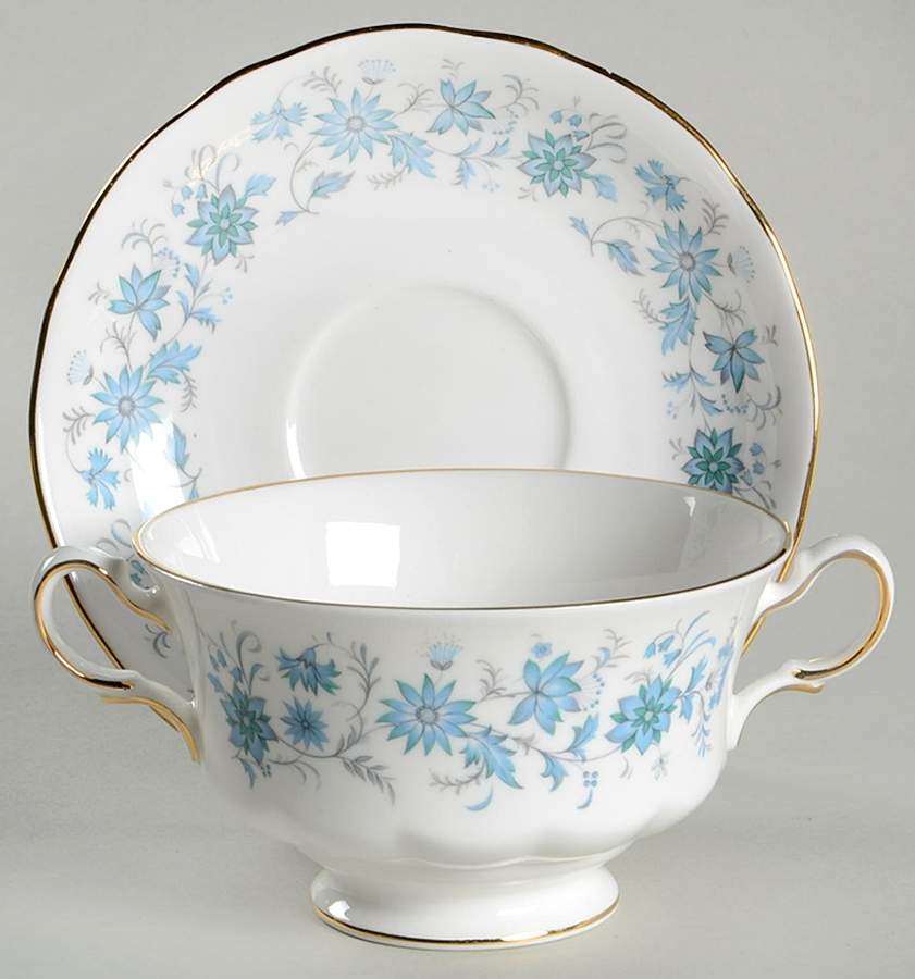 Braganza Footed Cream Soup Bowl & Saucer Set by Colclough-1