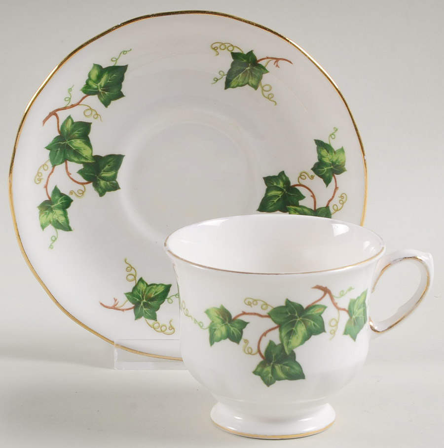 Ivy Leaf Footed Demitasse Cup & Saucer Set by Colclough-1