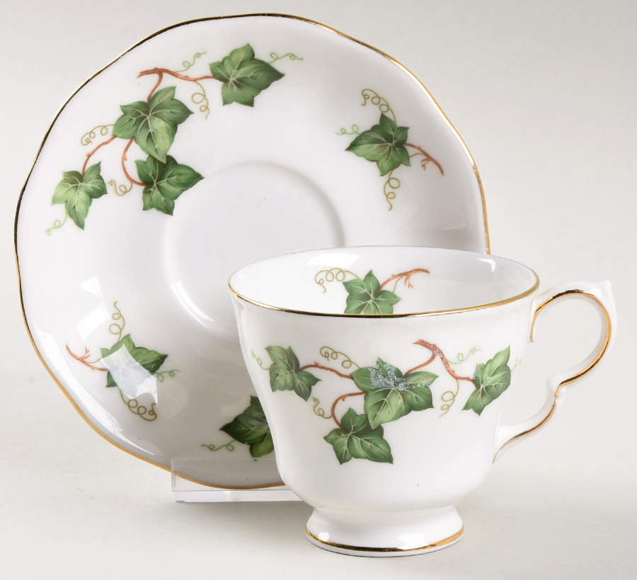 Ivy Leaf Footed Demitasse Cup & Saucer Set by Colclough-1