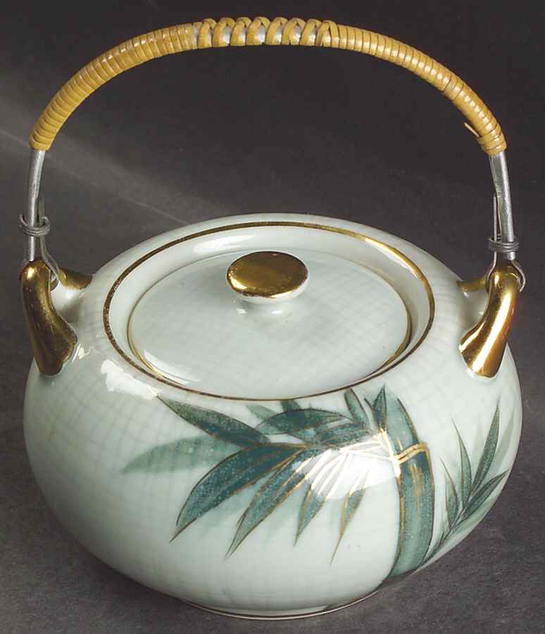Bamboo (Gold Trim) Sugar Bowl & Lid by Celadon China-1