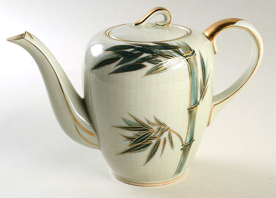 Bamboo (Gold Trim) Coffee Pot & Lid by Celadon China-1