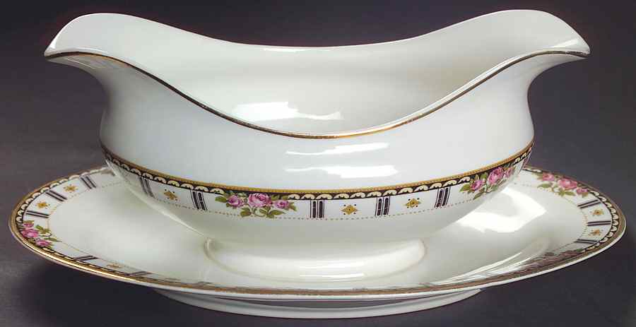 Bridal Gravy Boat with Attached Underplate by Cleveland (USA)-1