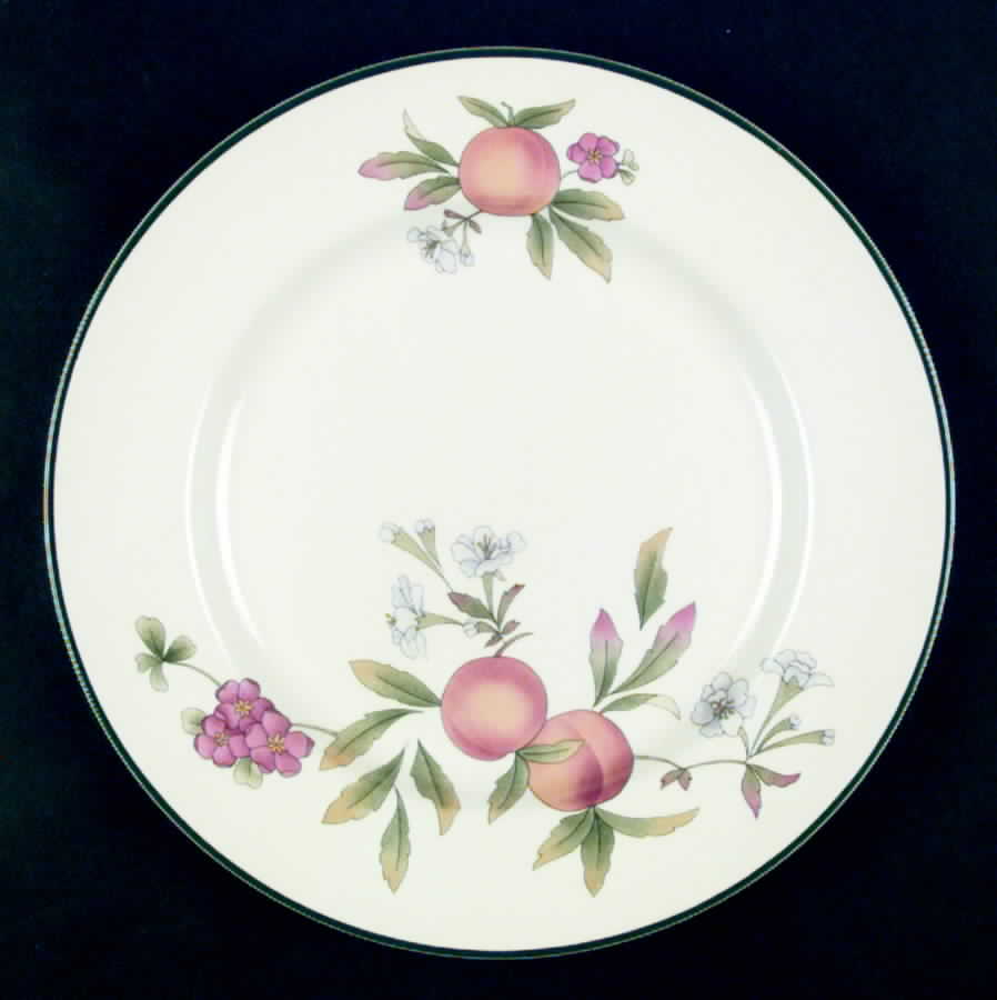 Peaches & Cream (Green Trim) Dinner Plate by Cloverleaf (England)-1