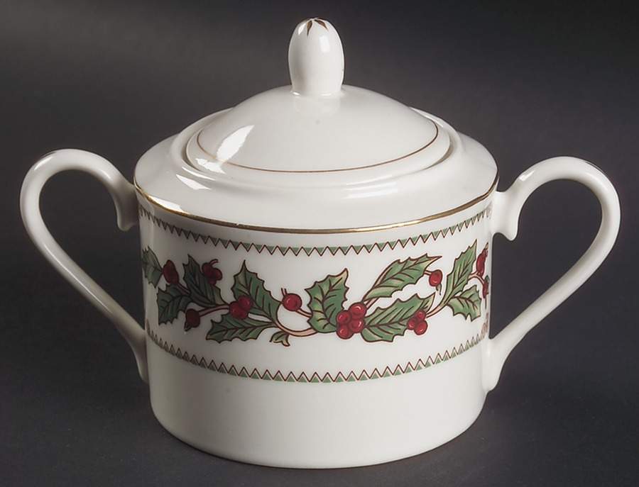 Ivory Holly (China) Sugar Bowl & Lid by The Cellar (China)-1
