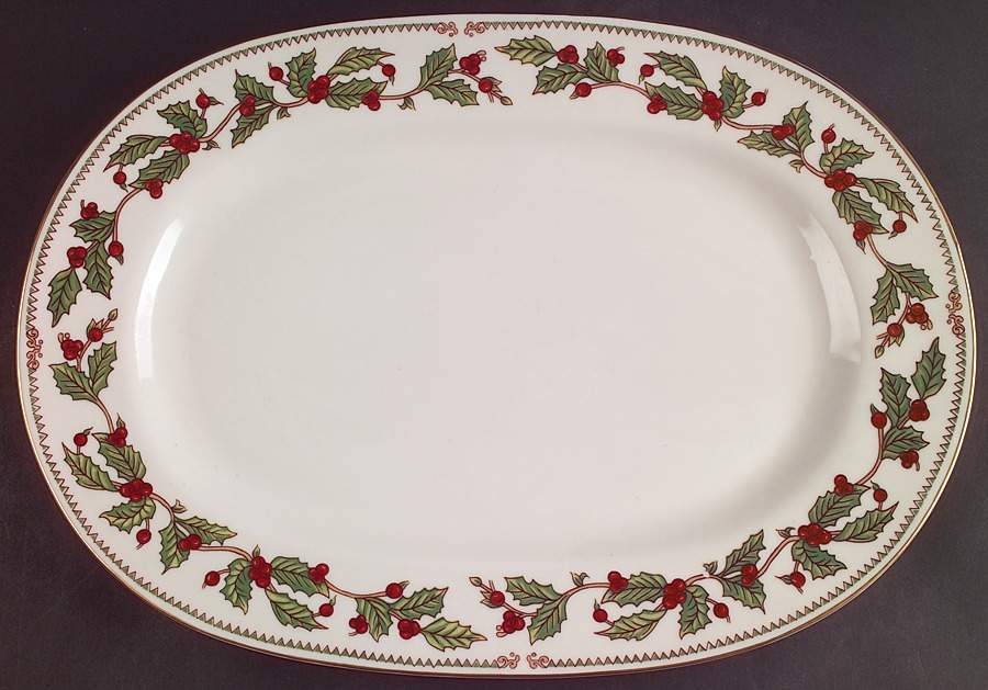 Ivory Holly (China) 14" Oval Serving Platter by The Cellar (China)-1