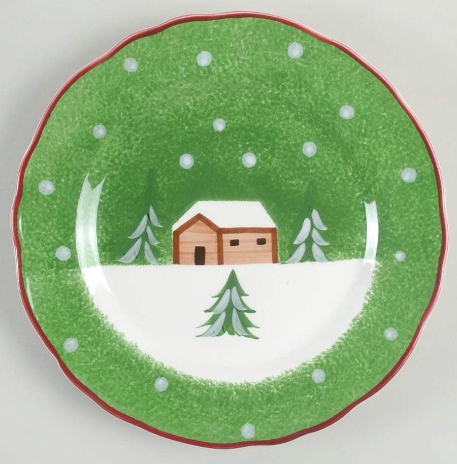 Log Cabin Christmas Salad Plate by The Cellar (China)-1
