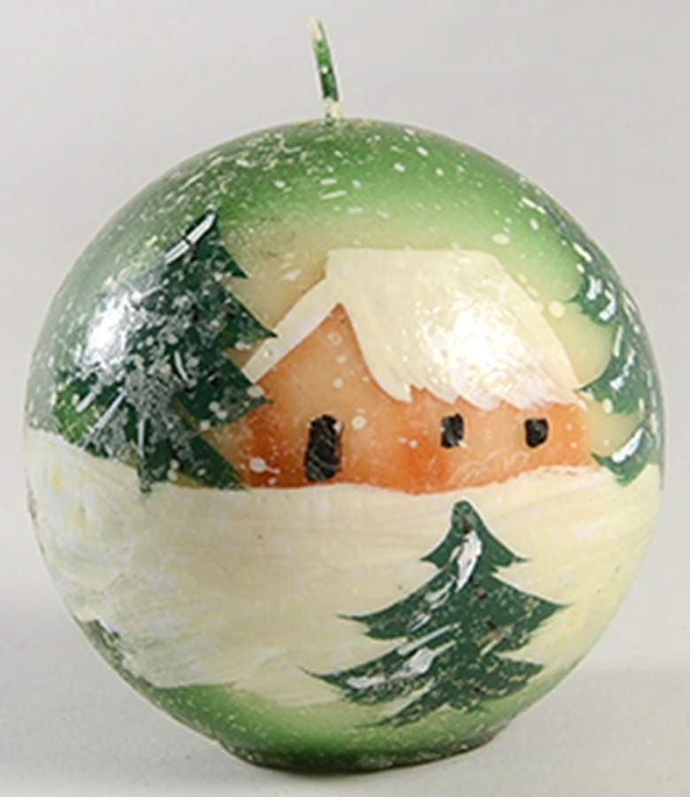Log Cabin Christmas 4" Ball Candle by The Cellar (China)-1