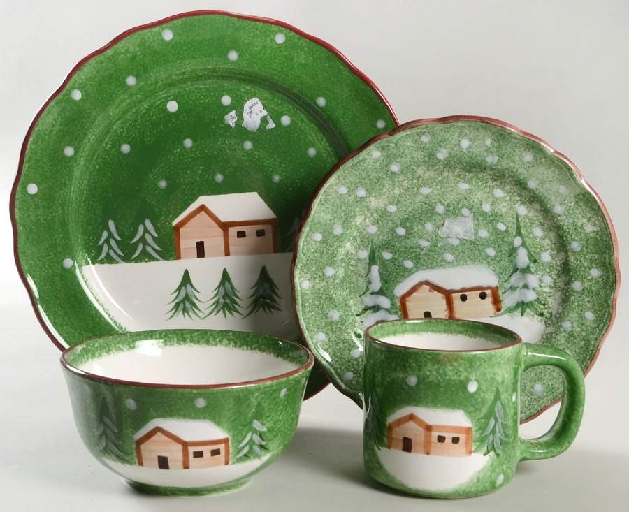 Log Cabin Christmas 4 Piece Place Setting by The Cellar (China)-1