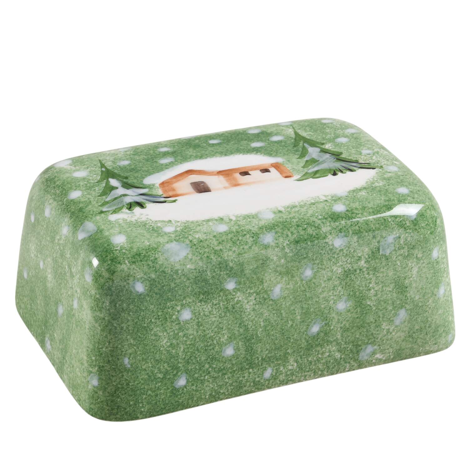 Log Cabin Christmas Lid for Rectangular Butter by The Cellar (China)-1