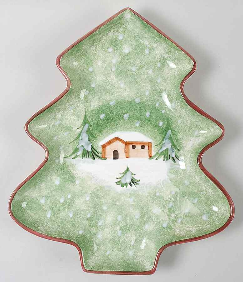 Log Cabin Christmas Large Tree Shaped Dish by The Cellar (China)-1