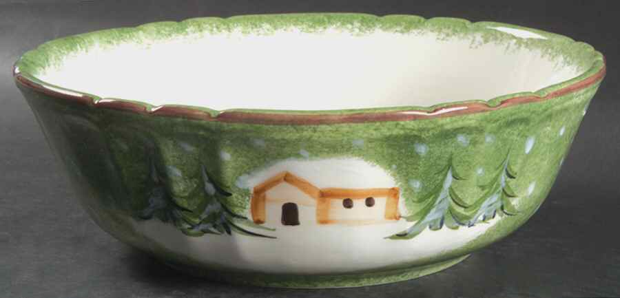 Log Cabin Christmas 10" Round Vegetable Bowl by The Cellar (China)-1
