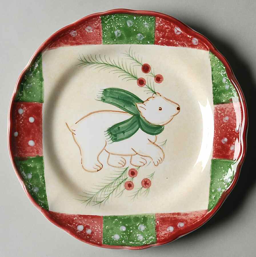 Log Cabin Christmas Accent Salad Plate by The Cellar (China)-1